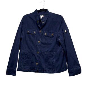 Lauren Naval Supply Company Twill Jacket Snap Buttons Pockets Dark Blue Womens L